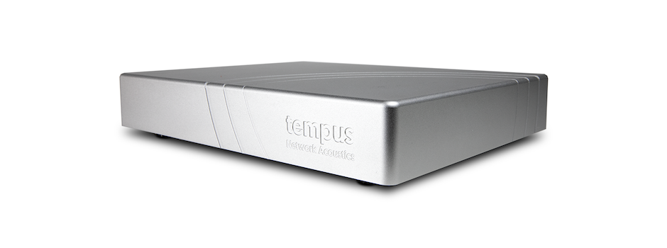 Network Acoustics Tempus Network Switch front view, sliver